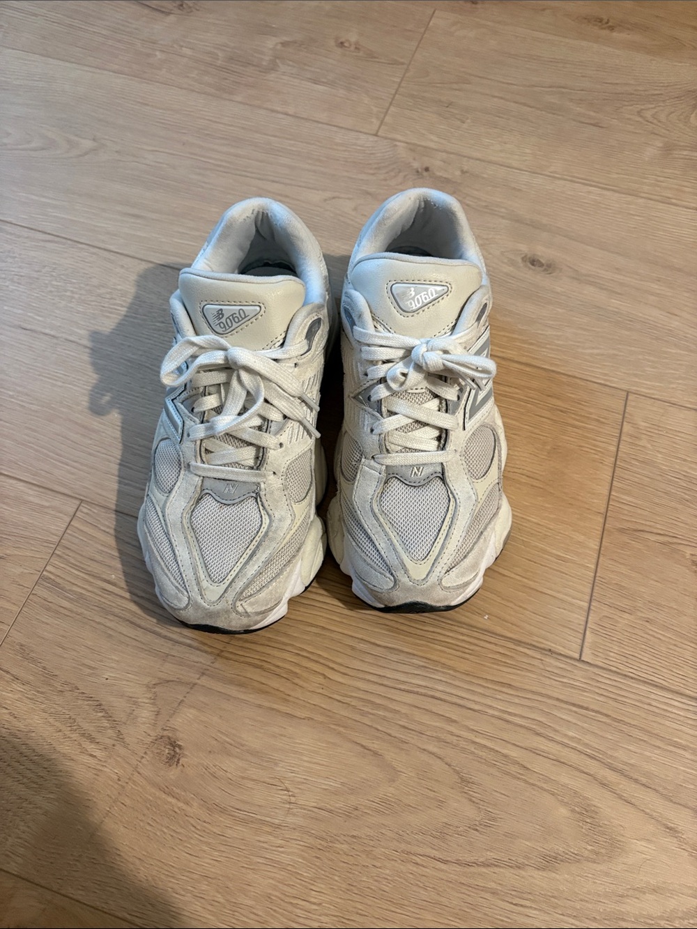 New Balance 9060White Athletic Sneakers with Light Gray Accents - Picture 3 of 3